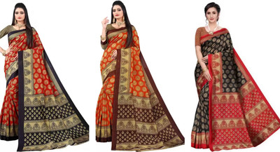 Vimalnath Synthetics Printed Bollywood Art Silk Saree(Pack of 3, Multicolor)
