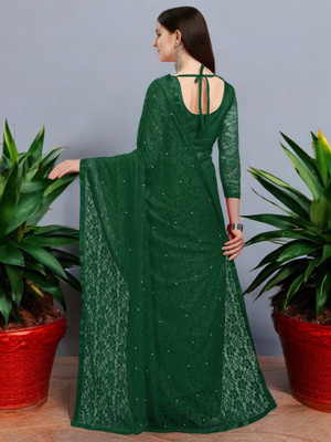 NEXA Self Design Bollywood Net Saree(Green)