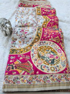 shri mahaveer rajasthani saree Embroidered Banarasi Silk Blend Saree(Multicolor)