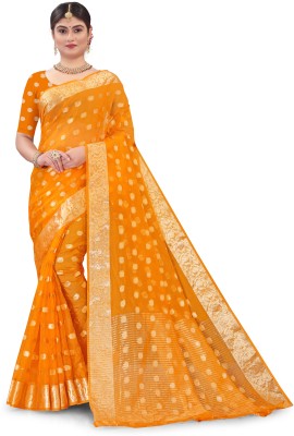 Lilan fashion Printed Bollywood Organza Saree(Yellow)