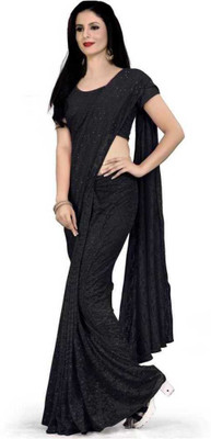 NEXAA Printed Banarasi Lycra Blend Saree(Black)