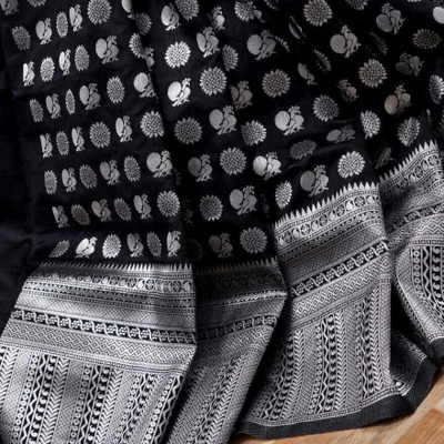 Alinea Woven Banarasi Art Silk Saree(Black)