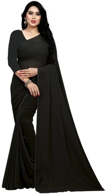Harshitafab Tie-Dye, Dyed Banarasi Georgette Saree(Black)