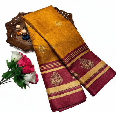 ANNAMALAIYAR TEX Floral Print Banarasi Cotton Silk Saree(Multicolor)