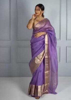 Rohit Designer Self Design Bollywood Net Saree(Purple)