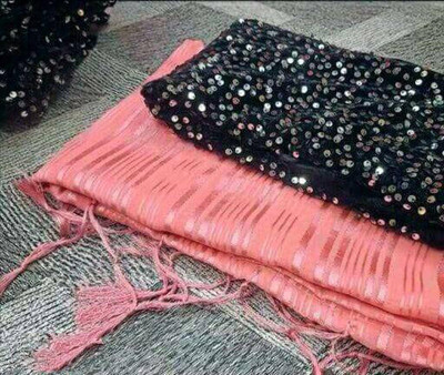 RENSILAFAB Self Design Bollywood Chiffon Saree(Pink)