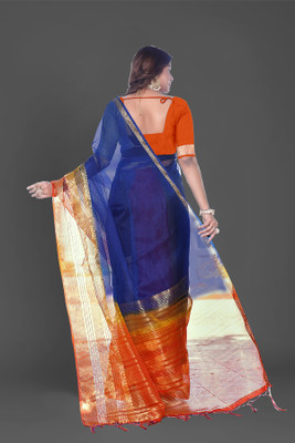 Aarunika fashion Solid/Plain Bollywood Organza Saree(Light Blue)