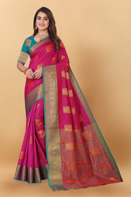 SHREE NATH CREATION Floral Print, Embroidered Banarasi Chiffon, Art Silk Saree(Pink, Light Green)