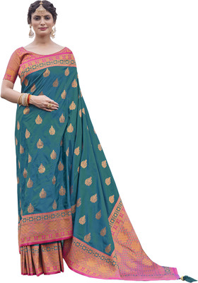 nilkanth creation Self Design Banarasi Jacquard Saree(Light Blue)