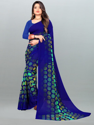 Dedkada Fab Printed Daily Wear Georgette Saree(Blue)