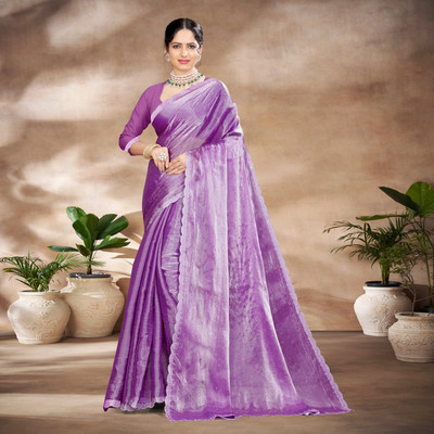 Meena Fashion Self Design Bollywood Jimmy choo Saree(Purple)