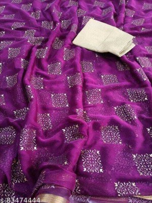 JiproStore Embellished Daily Wear Chiffon Saree(Purple)