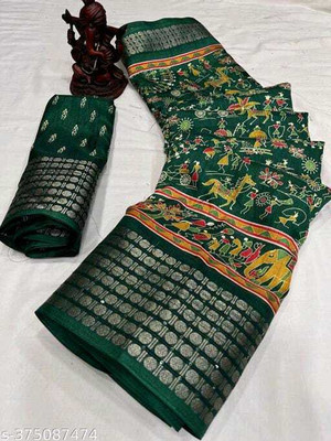 Dhanlaxmi CreationLLP Embellished Daily Wear Crepe Saree(Dark Green)