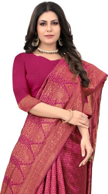 HouseOfCommon Woven, Self Design Banarasi Art Silk Saree(Magenta)