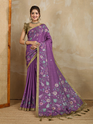Tasrika Woven, Paisley Bollywood Silk Blend Saree(Purple)