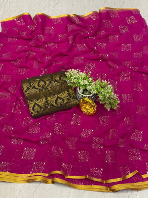 ELEGENCE FAB Embellished Daily Wear Chiffon Saree(Purple)