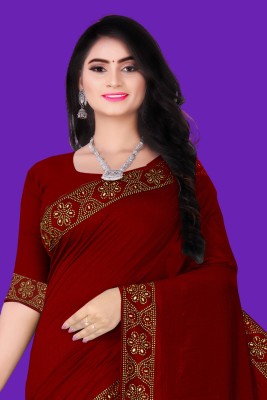 SHIVAYFAB Self Design Bollywood Art Silk, Chiffon Saree(Maroon)