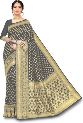 Kedar Fab Woven Banarasi Jacquard Saree(Grey)