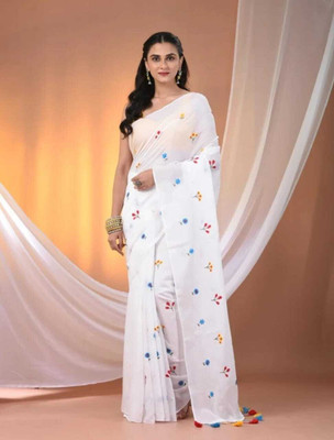 Lakshmi Boutique Embroidered, Solid/Plain, Self Design Daily Wear Khadi Saree(Light Green)