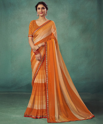 Sareemall Embellished Bollywood Chiffon Saree(Orange)