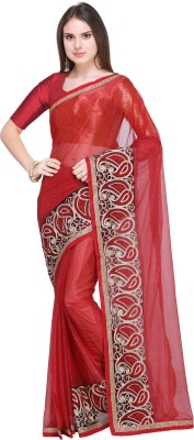 Suali Self Design Bollywood Lycra Blend Saree(Red)