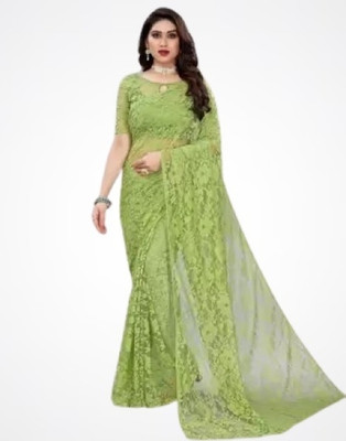 Silkbazar Self Design Bollywood Net Saree(Light Green)