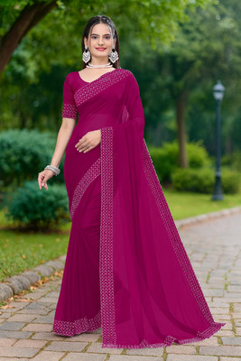 Zeekha Self Design Daily Wear Georgette Saree(Dark Green)