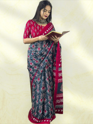 baratheon Self Design Bollywood Cotton Blend Saree(Grey)
