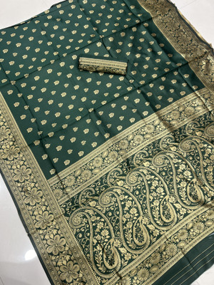 GATISHVAM TEXTILE Woven Banarasi Art Silk Saree(Dark Green)