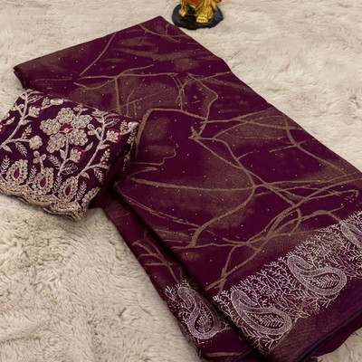 KANDORA Dyed Daily Wear Georgette Saree(Magenta)
