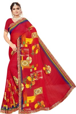 Lgt fashion Printed Daily Wear Georgette Saree(Red)