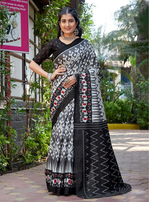 Divastri Printed Daily Wear Cotton Blend Saree(Grey)