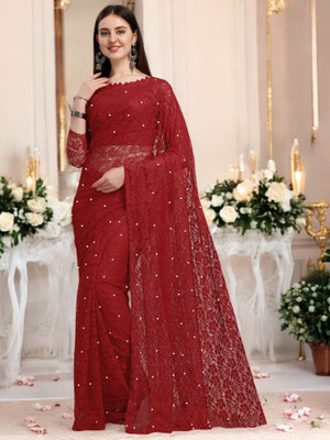 NORAFLEXx Printed Bollywood Brasso Saree(Maroon)