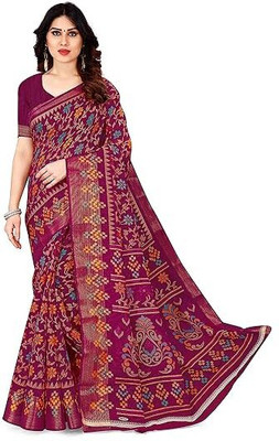 siddharth textiles Floral Print Bollywood Cotton Blend Saree(Purple)