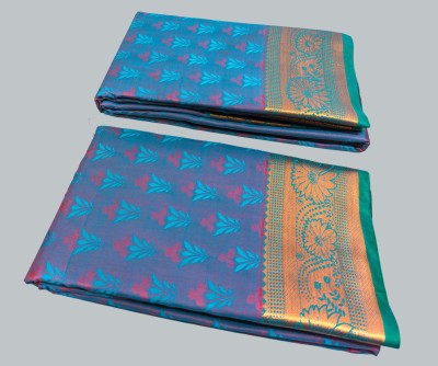 SAT Printed Kanjivaram Art Silk Saree(Blue)
