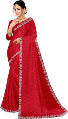 SHYAM TEX Embroidered, Embellished Bollywood Pure Silk, Art Silk Saree(Red)
