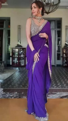 Suali Embellished Bollywood Georgette Saree(Purple)