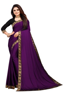 GUNHILD Self Design Kanjivaram Silk Blend Saree(Purple)