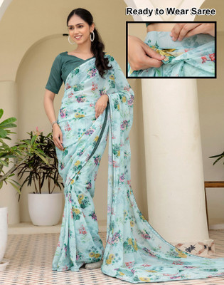 Satrani Floral Print Daily Wear Georgette Saree(Multicolor)