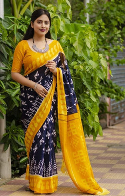 Arpita Fashion Color Block, Digital Print Bollywood Cotton Linen Saree(Multicolor)