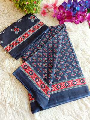 RAGISHA ENTERPRISE Printed Handloom Cotton Silk Saree(Red)