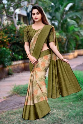 DHARMRAJ ENTERPRISE Digital Print Banarasi Cotton Silk Saree(Multicolor)