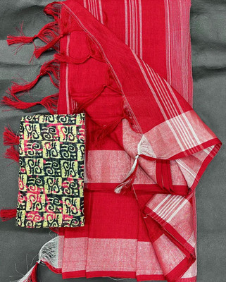 Abharani Saree Kuthir Woven Daily Wear Pure Cotton Saree(Red)