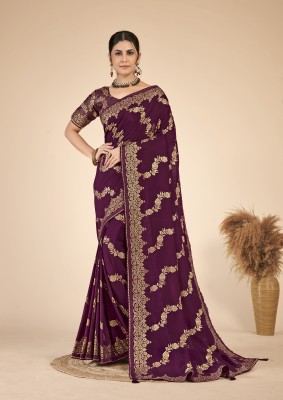 Samridh Sarees Woven Banarasi Cotton Silk Saree(Purple)