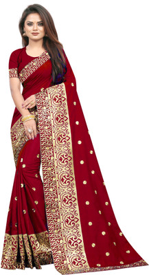 b bella creation Embroidered Bollywood Georgette Saree(Maroon)