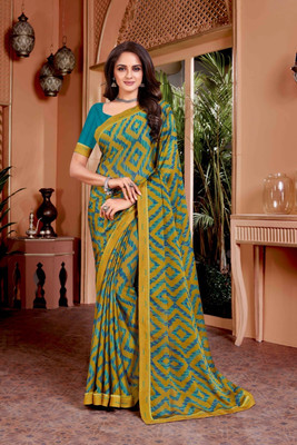 Rukmini by Rajendra Printed Daily Wear Polyester Saree(Brown)