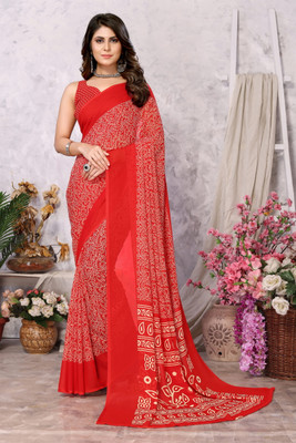 YASHIKA Dyed Daily Wear Georgette Saree(Red)