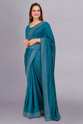 Dhyanvi Enterprise Embellished Bollywood Georgette Saree(Blue)