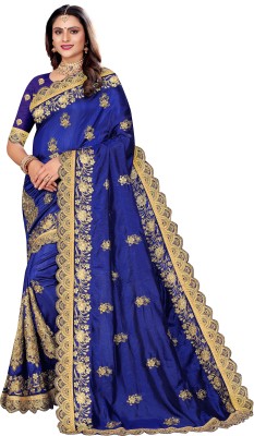 Jeel Fashion Embroidered Bollywood Art Silk Saree(Blue)