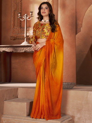 Tasrika Printed Bollywood Georgette Saree(Orange)